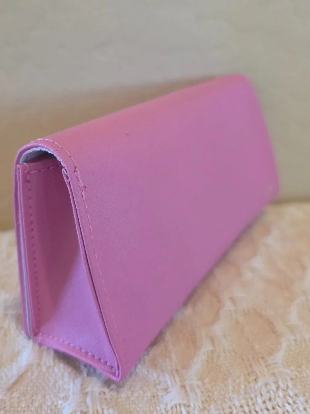Women's Pink Saffiano Leather Lined Eyeglass Case Gold Izaac Mizrahi New York NY